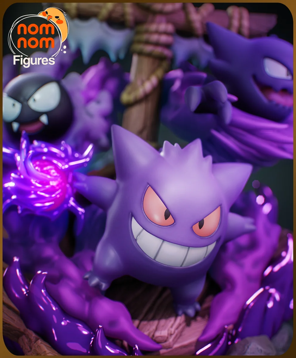 Chibi Ghost Pokemon Diorama | Fan Art | 3D Printed Resin Model Garage Kit | *Un-Painted* | Nomnom 5