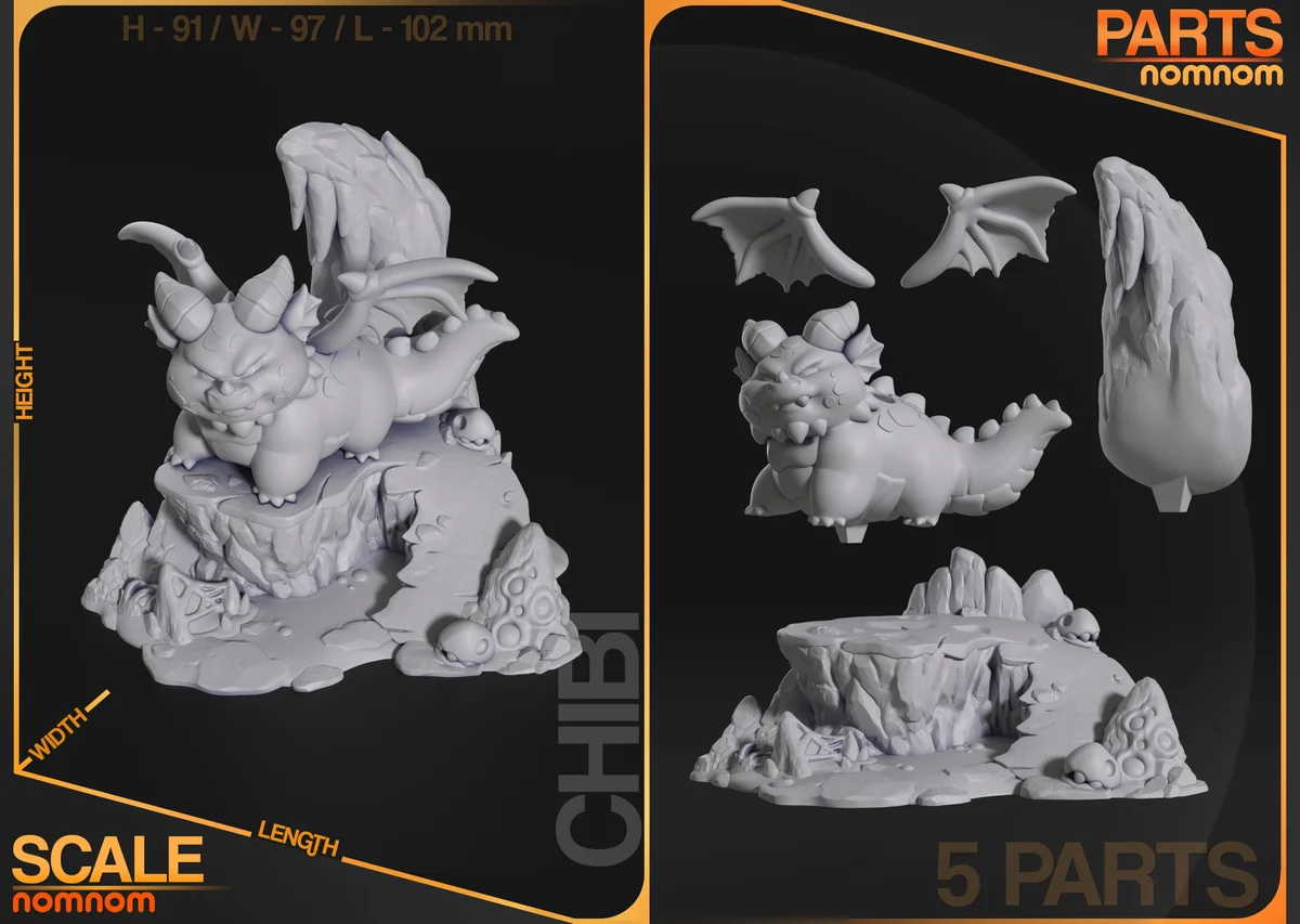 Chibi Themberchaud | Fan Art | 3D Printed Resin Model Garage Kit | *Un-Painted* | Nomnom 3