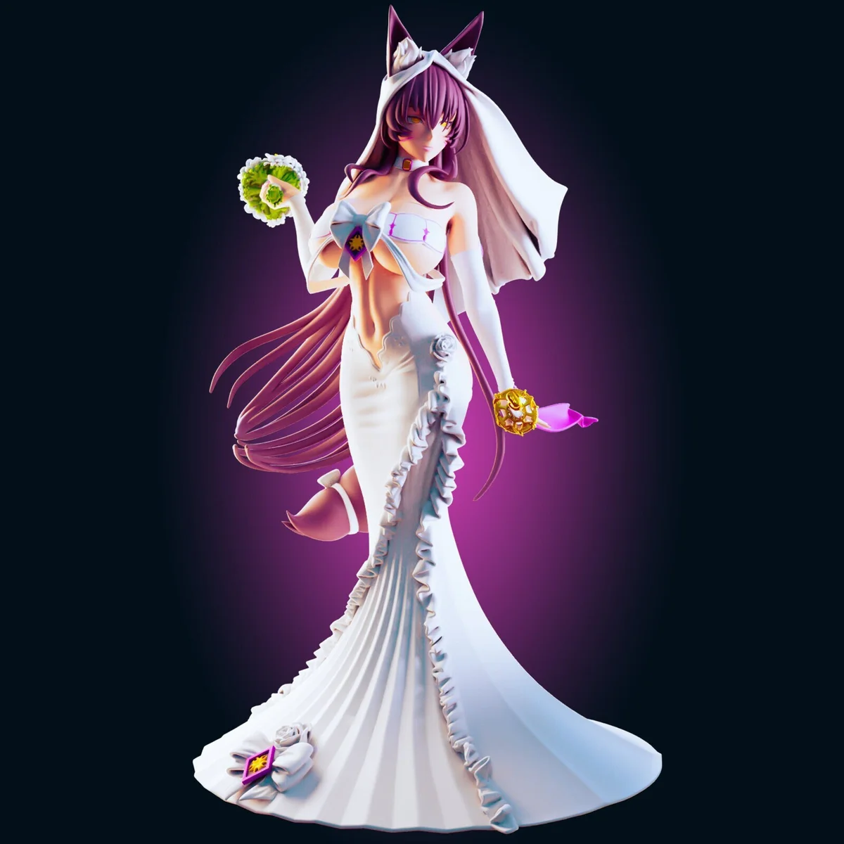 Cat Bride | Fan Art | 3D Printed Resin Model Garage Kit | *Un-Painted* | Officer Rhu