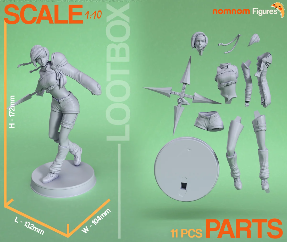 Yuffie | Fan Art | 3D Printed Resin Model Garage Kit | *Un-Painted* | Nomnom 3