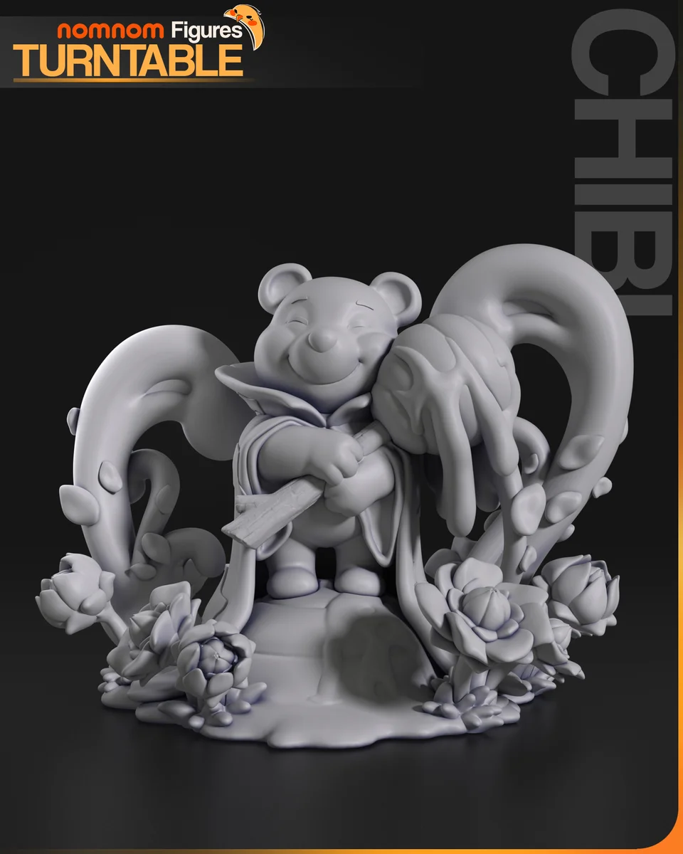 Chibi Pooh | Fan Art | 3D Printed Resin Model Garage Kit | *Un-Painted* | Nomnom 8
