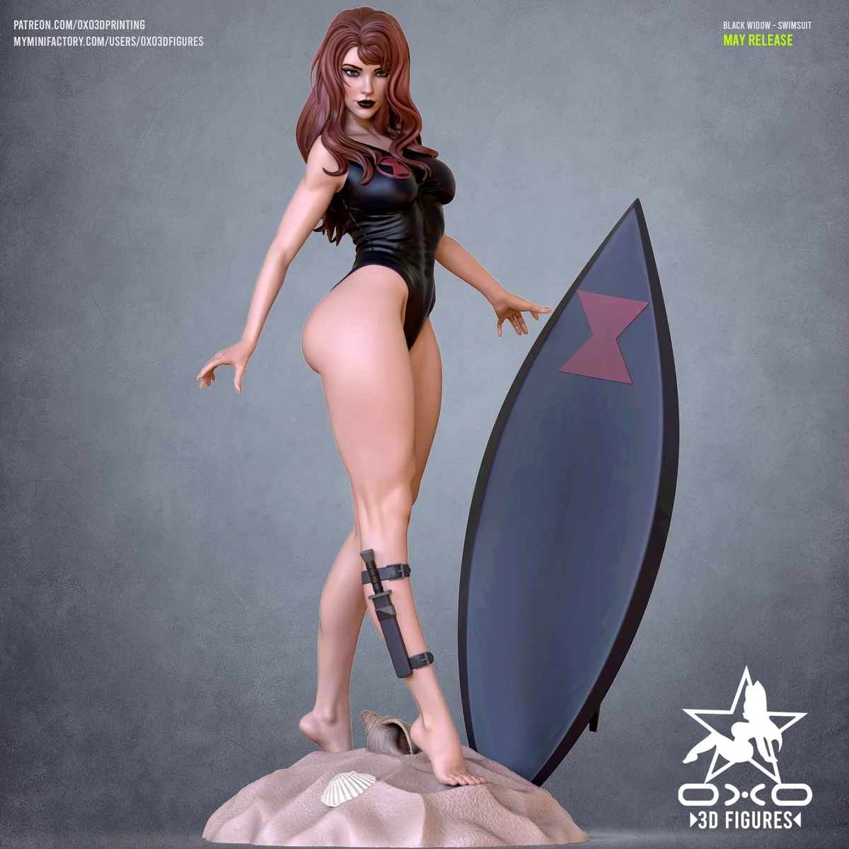 Black Widow Swimsuit | Fan Art | 3D Printed Resin Model Garage Kit | *Un-Painted* | OXO3D 3