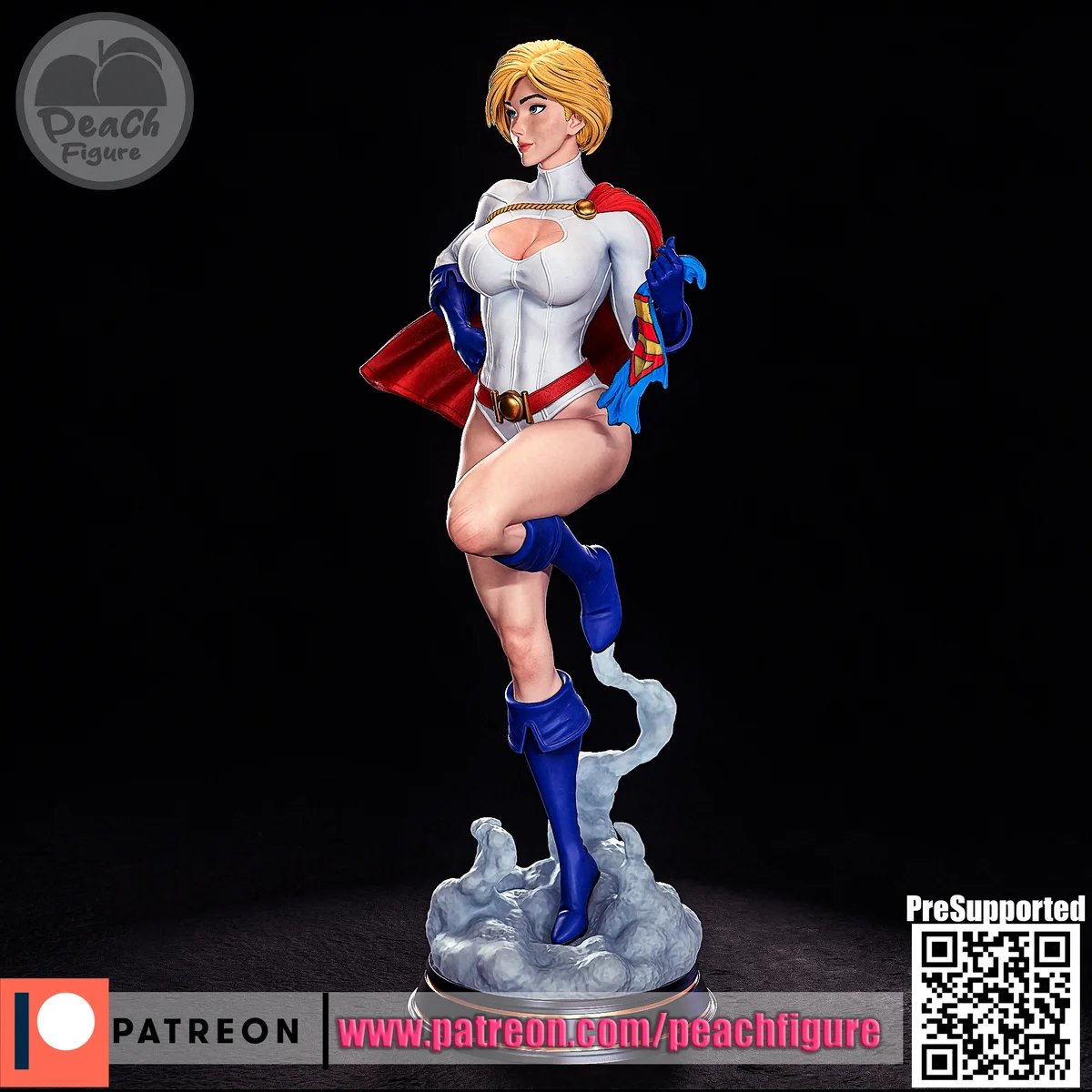 Power Girl | Fan Art | 3D Printed Resin Model Garage Kit | *Un-Painted* | Peach Figure 3