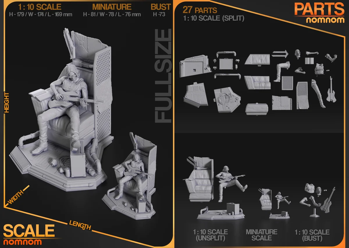 Johnny Silverhand | Fan Art | 3D Printed Resin Model Garage Kit | *Un-Painted* | Nomnom 3