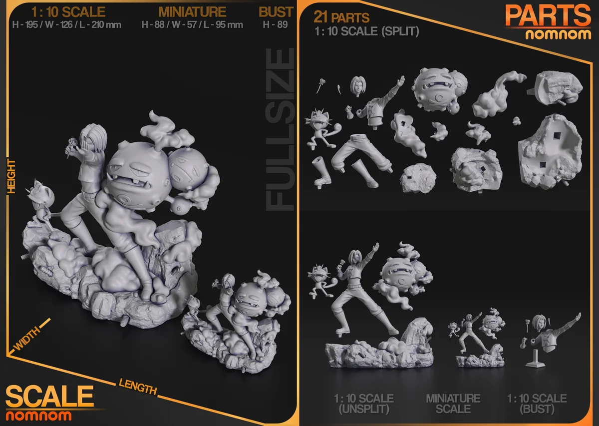Team Rocket - James | Fan Art | 3D Printed Resin Model Garage Kit | *Un-Painted* | Nomnom 6