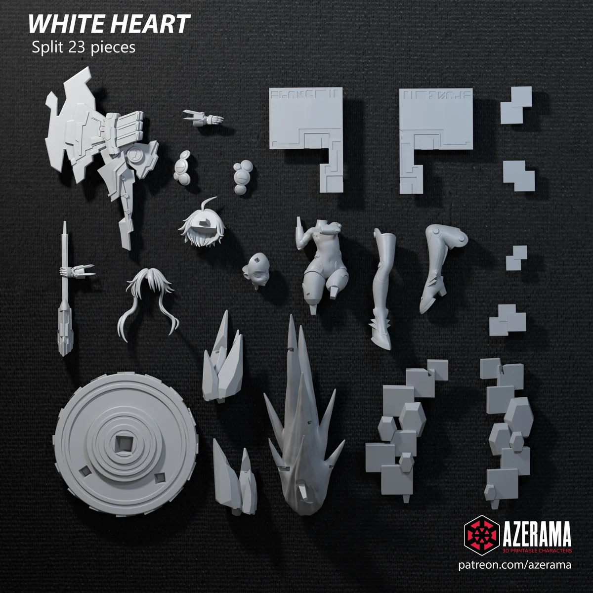 White Heart | Fan Art | 3D Printed Resin Model Garage Kit | *Un-Painted* | Azerama 7