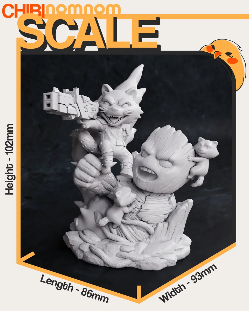 Chibi Rocket | Fan Art | 3D Printed Resin Model Garage Kit | *Un-Painted* | Nomnom 4