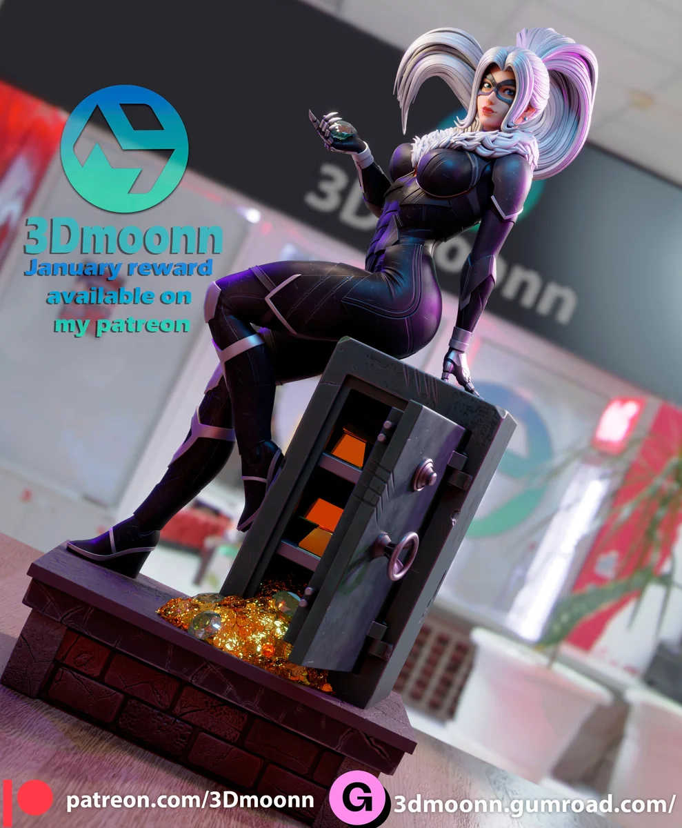 Black Kitty | Fan Art | 3D Printed Resin Model Garage Kit | *Un-Painted* | 3DMoonn 4