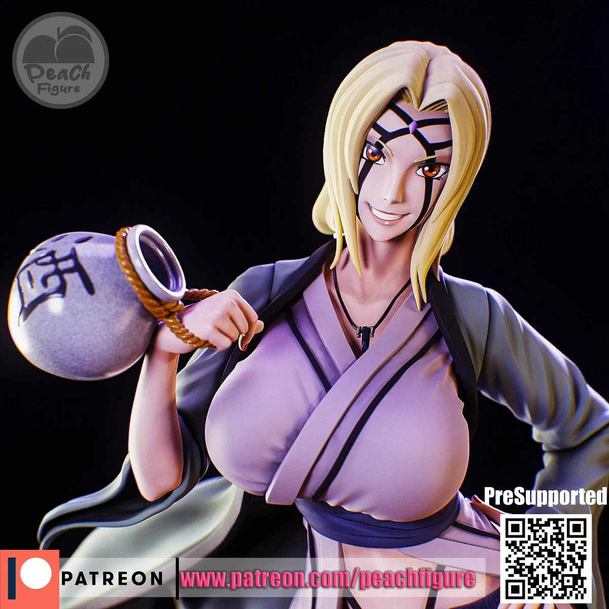 Tsunade | Fan Art | 3D Printed Resin Model Garage Kit | *Un-Painted* | Peach Figure 4