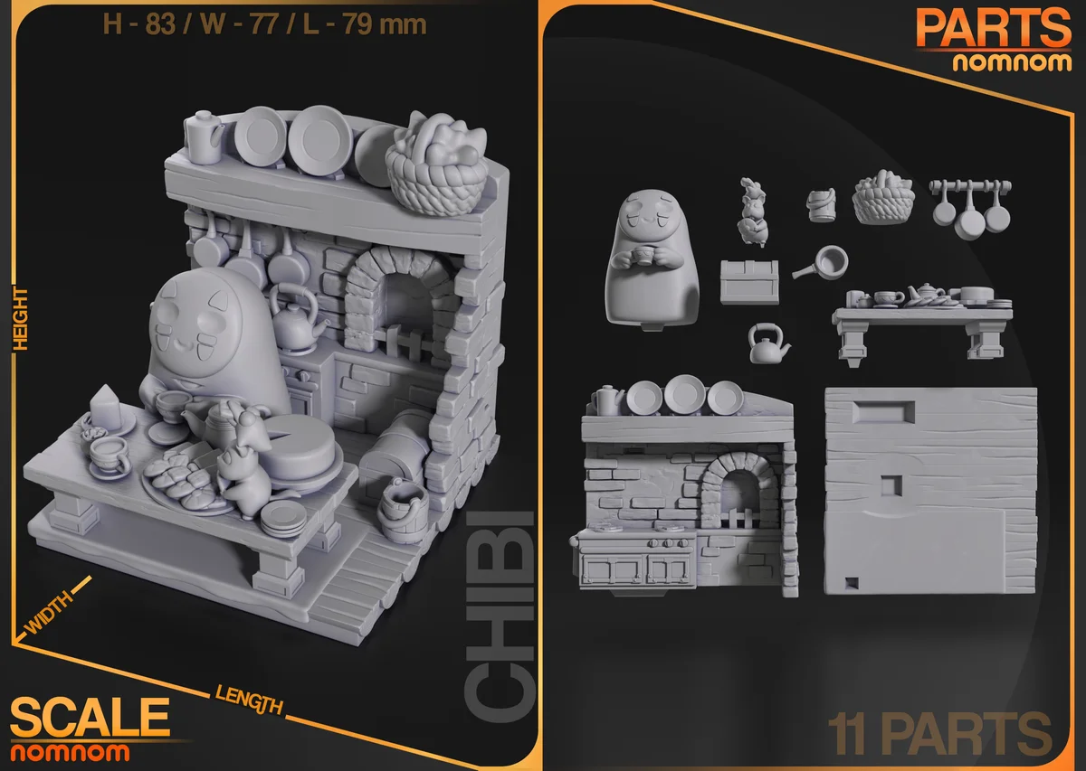 Chibi No Face | Fan Art | 3D Printed Resin Model Garage Kit | *Un-Painted* | Nomnom 3