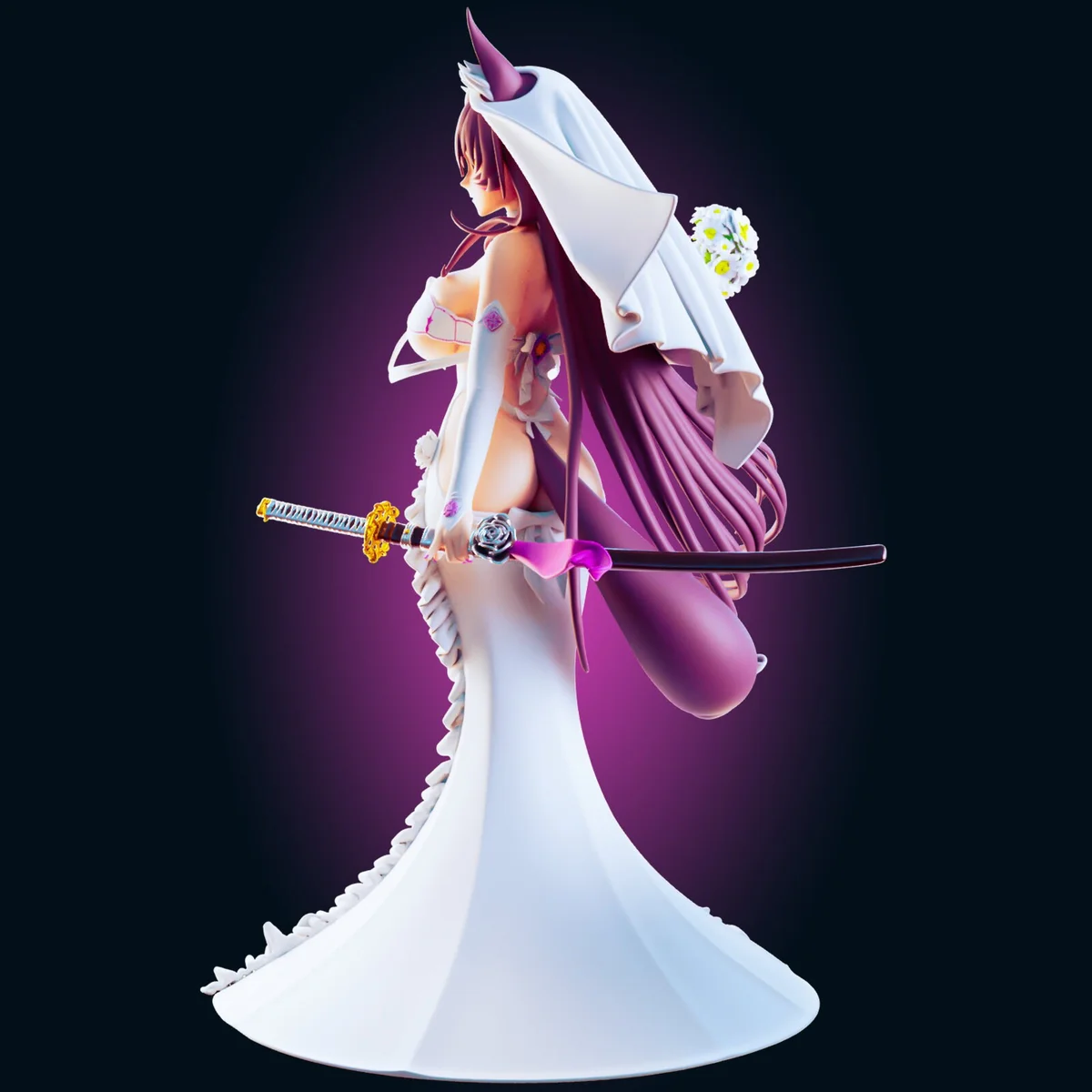 Cat Bride | Fan Art | 3D Printed Resin Model Garage Kit | *Un-Painted* | Officer Rhu 4