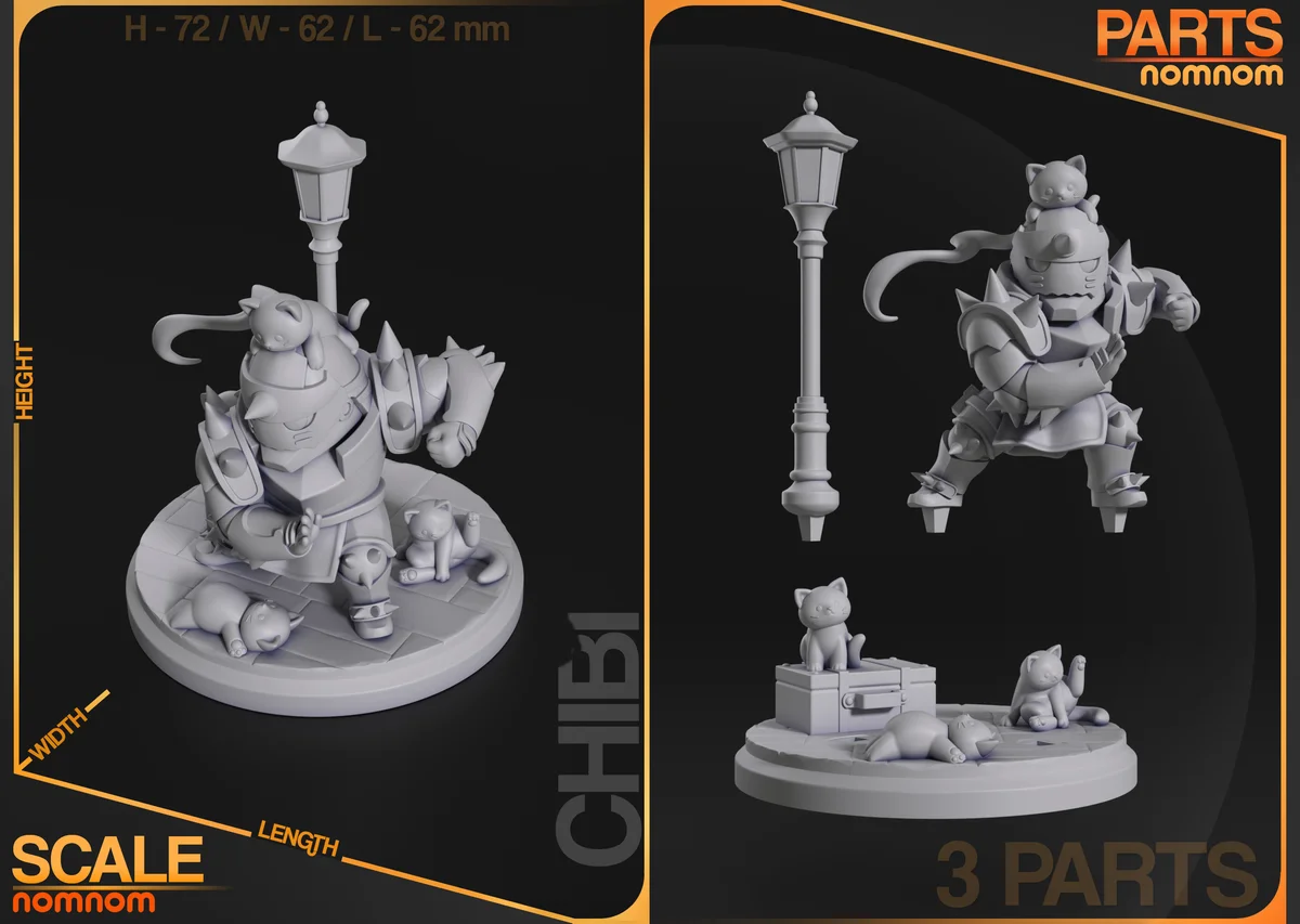 Chibi Alphonse Elric | Fan Art | 3D Printed Resin Model Garage Kit | *Un-Painted* | Nomnom 5