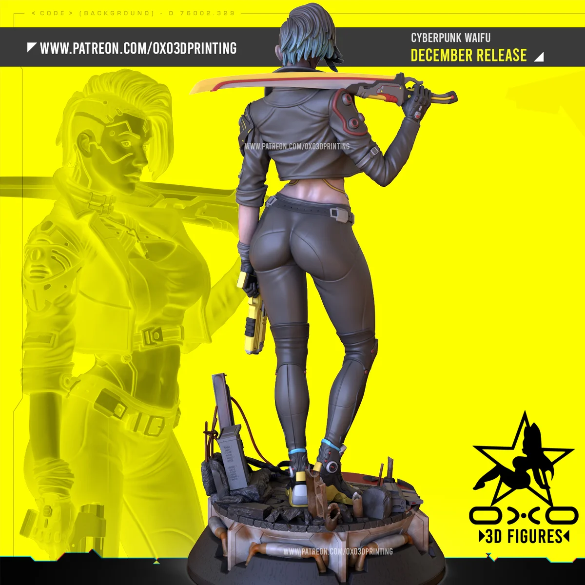 Cyberpunk Waifu | Fan Art | 3D Printed Resin Model Garage Kit | *Un-Painted* | OXO3D 3
