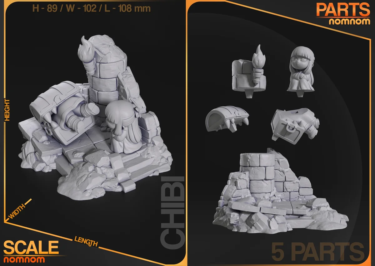 Chibi Mimic Chest x Frieren | Fan Art | 3D Printed Resin Model Garage Kit | *Un-Painted* | Nomnom 3