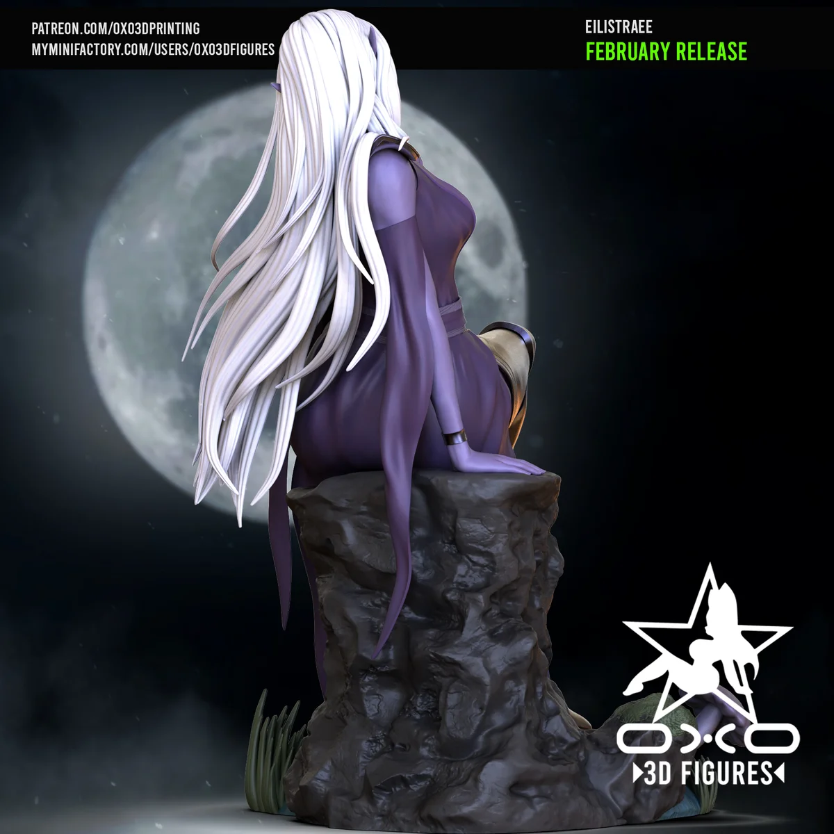 Eilistraee Moon Dancer | Fan Art | 3D Printed Resin Model Garage Kit | *Un-Painted* | OXO3D 3