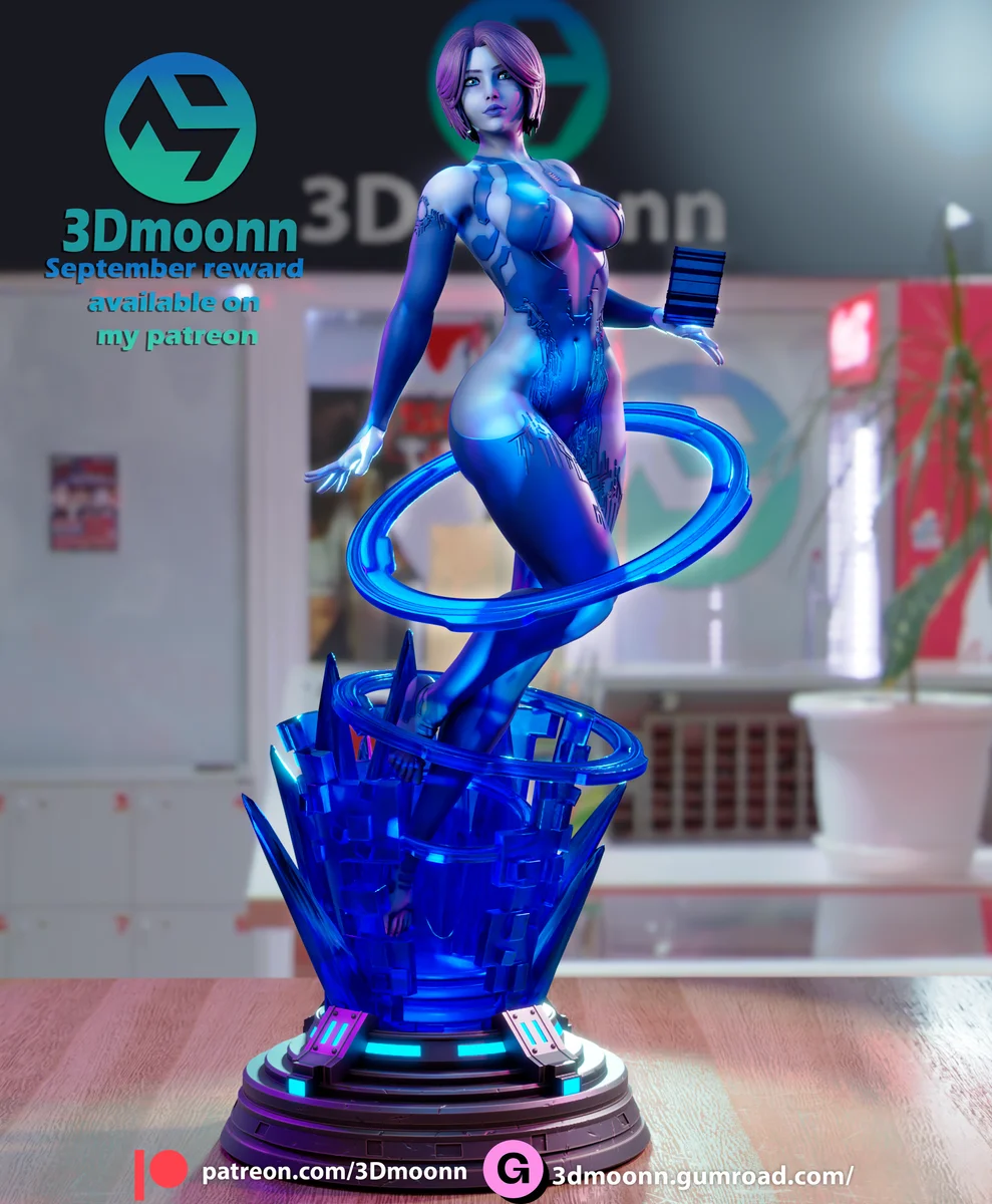 Cortana | Fan Art | 3D Printed Resin Model Garage Kit | *Un-Painted* | 3DMoonn