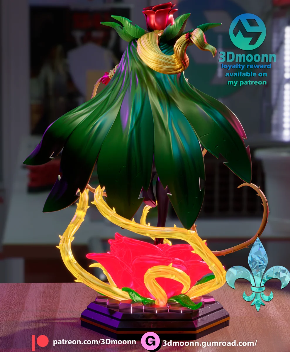 Rosemon | Fan Art | 3D Printed Resin Model Garage Kit | *Un-Painted* | 3DMoonn 4