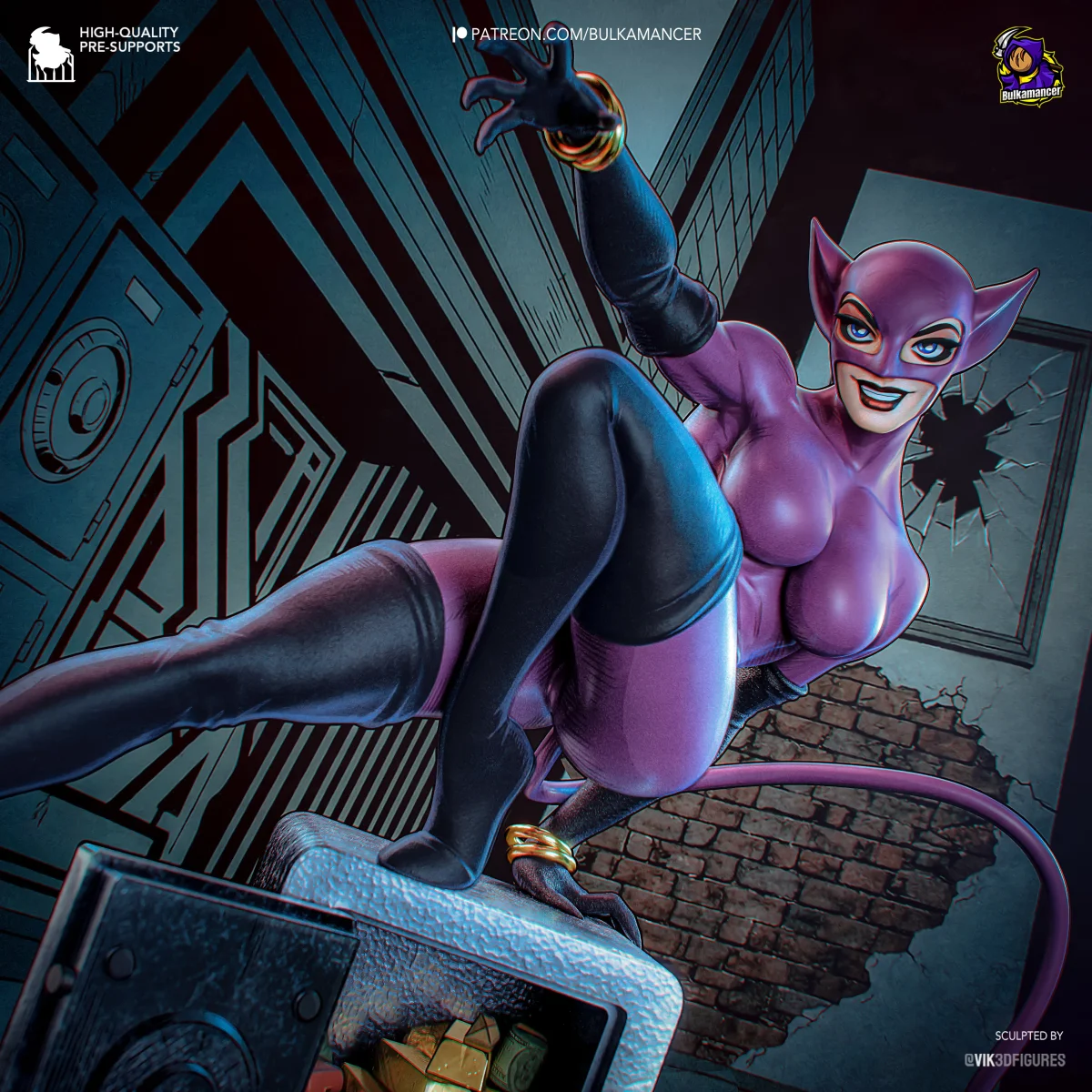 Catwoman | Fan Art | 3D Printed Resin Model Garage Kit | *Un-Painted* | Bulkamancer