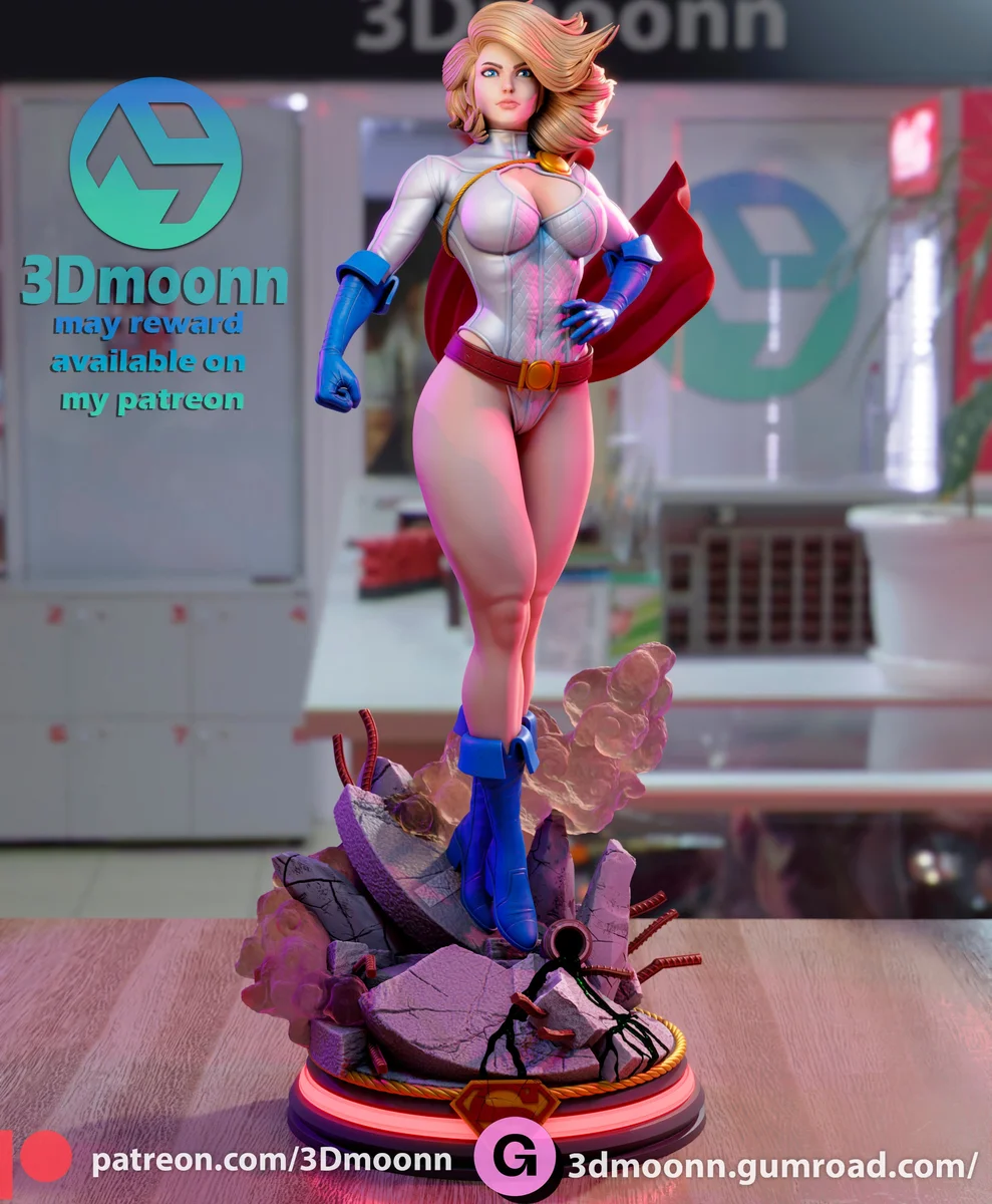 Power Girl | Fan Art | 3D Printed Resin Model Garage Kit | *Un-Painted* | 3DMoonn 6