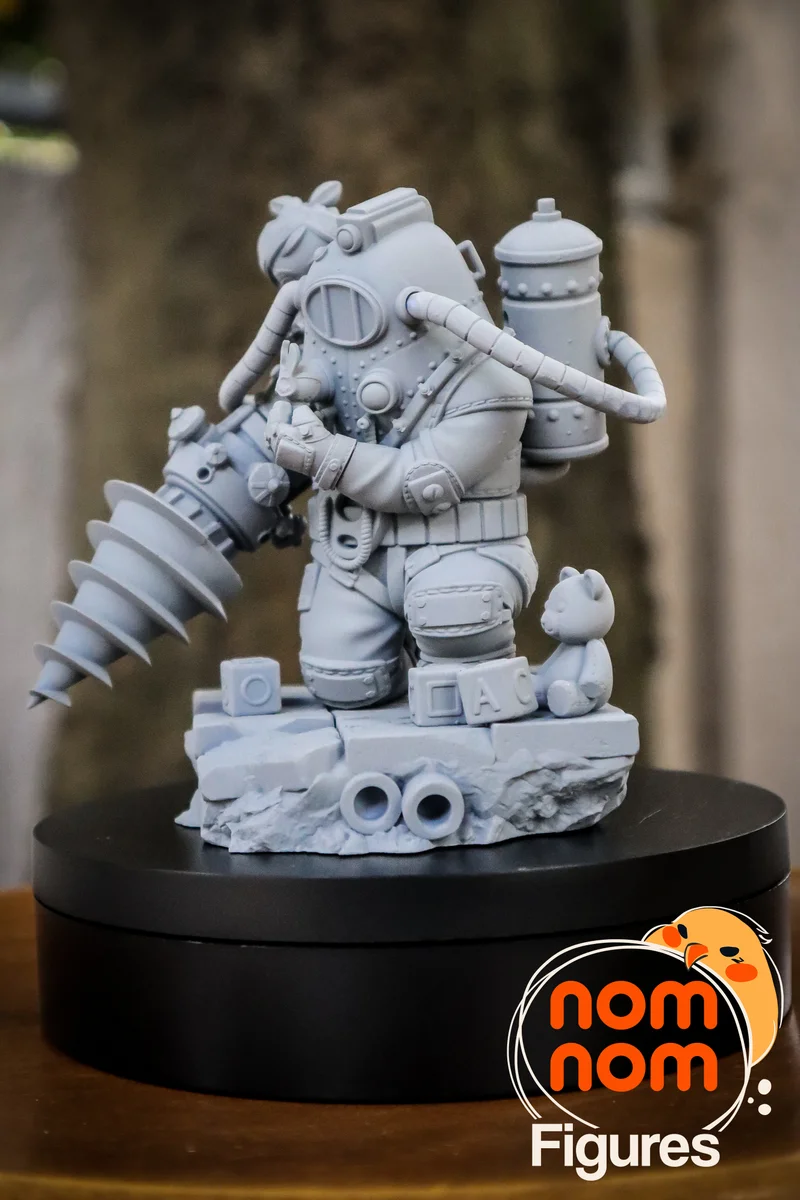 Chibi Big Daddy and Little Sister | Fan Art | 3D Printed Resin Model Garage Kit | *Un-Painted* | Nomnom 3