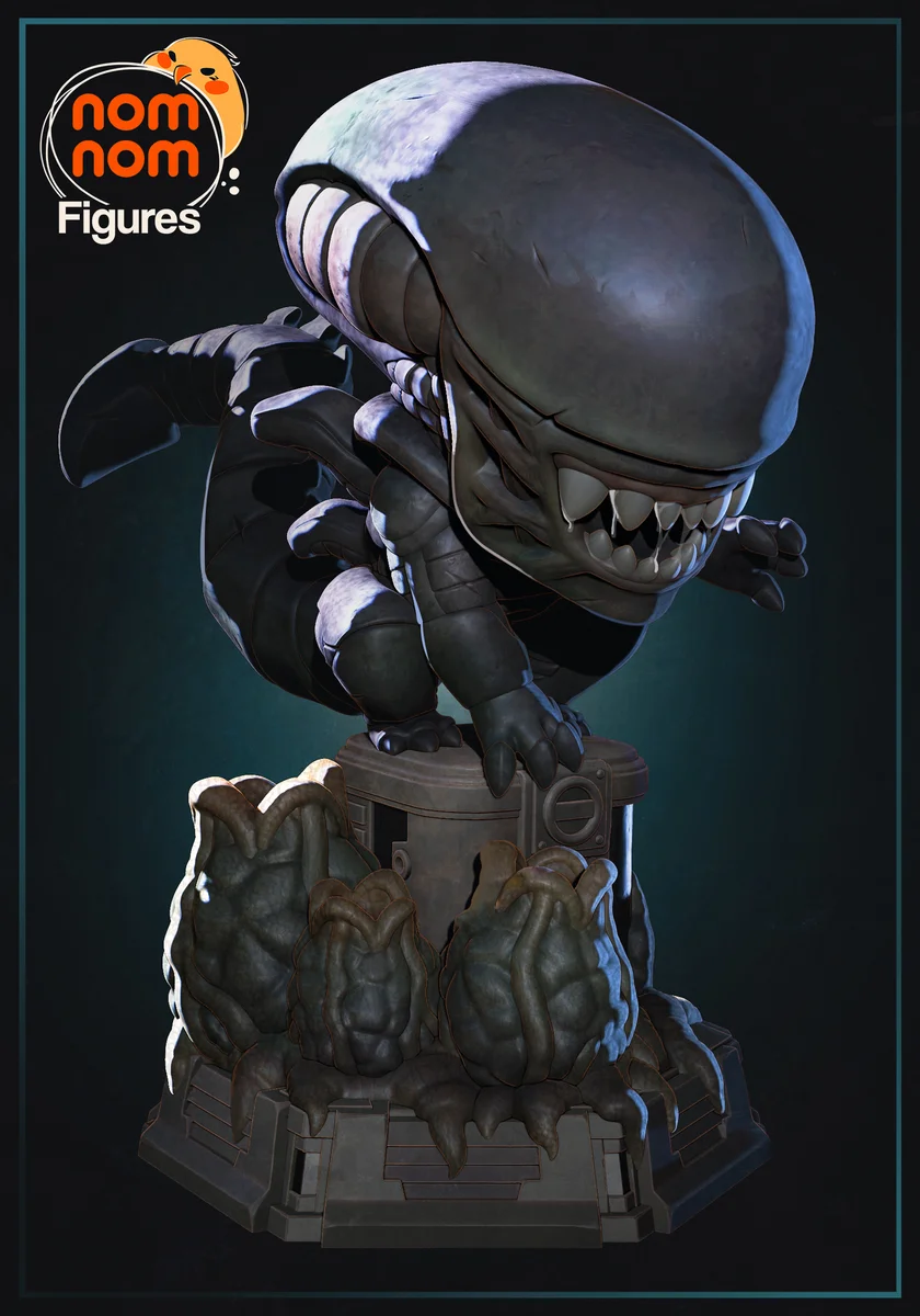 Chibi Xenomorph | Fan Art | 3D Printed Resin Model Garage Kit | *Un-Painted* | Nomnom