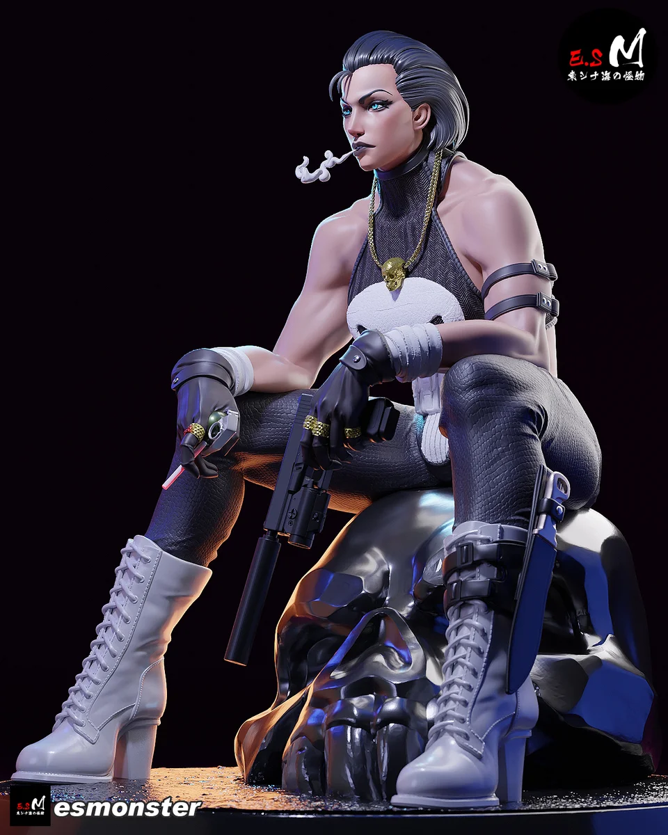 Punisher (Female) | Fan Art | 3D Printed Resin Model Garage Kit | *Un-Painted* | ES Monster 3