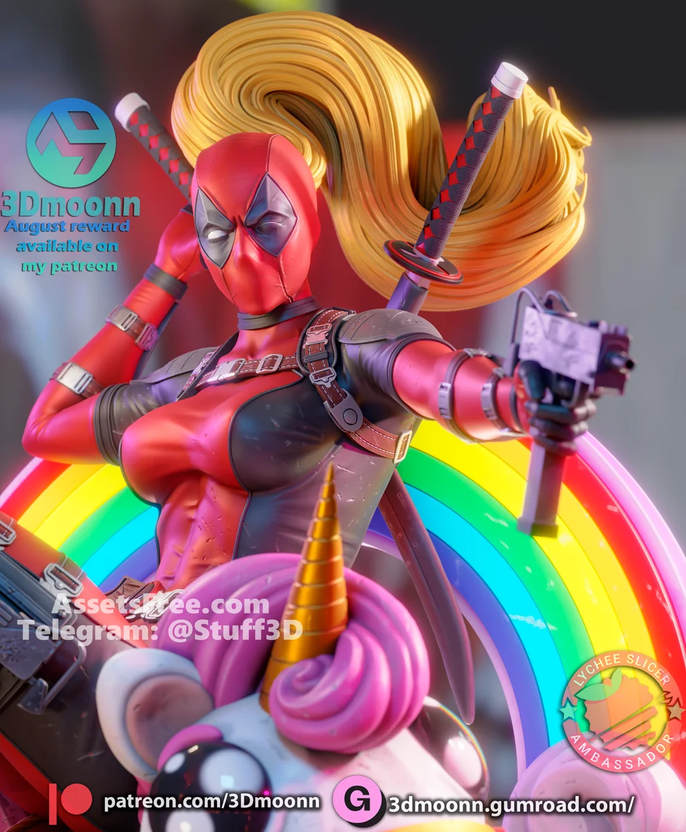 Lady Deadpool | Fan Art | 3D Printed Resin Model Garage Kit | *Un-Painted* | 3DMoonn 4