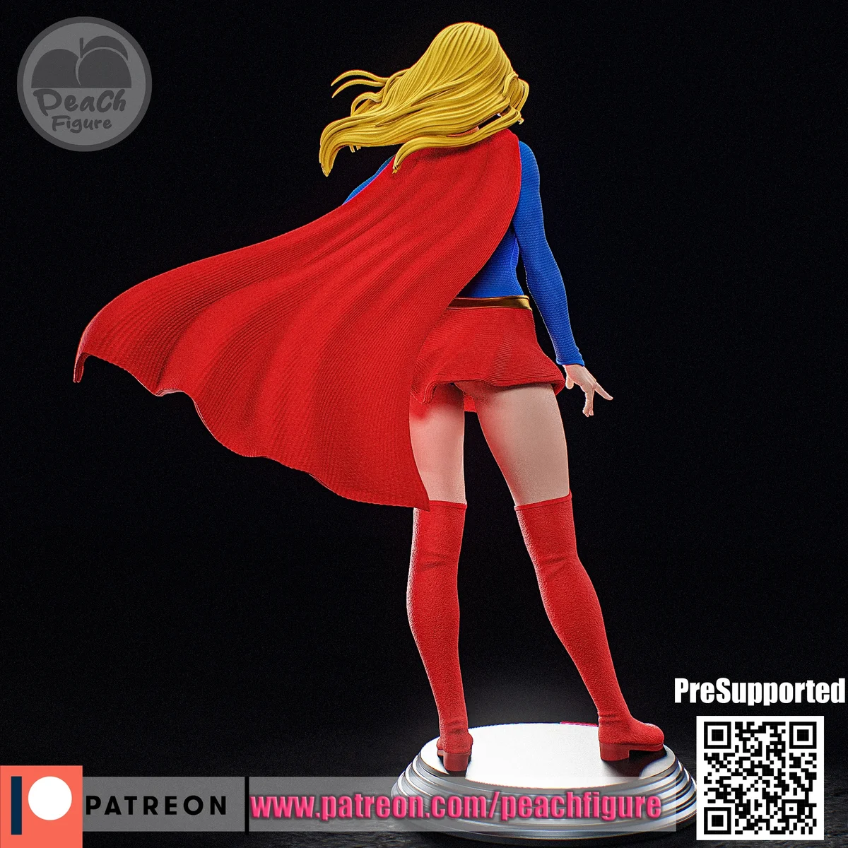 Super Girl | Fan Art | 3D Printed Resin Model Garage Kit | *Un-Painted* | Peach Figure 3