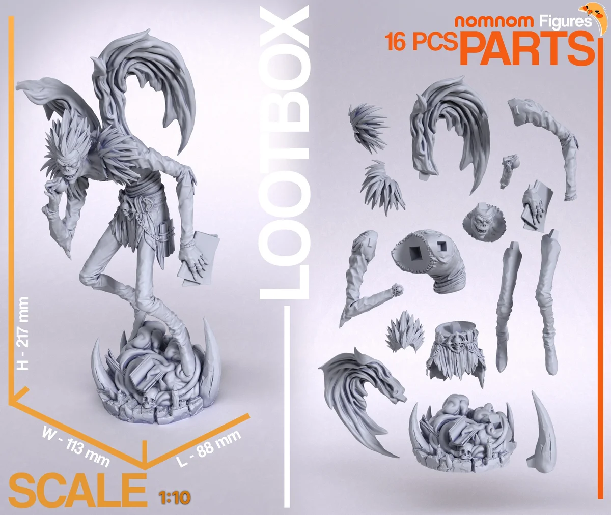 Ryuk | Fan Art | 3D Printed Resin Model Garage Kit | *Un-Painted* | Nomnom 3