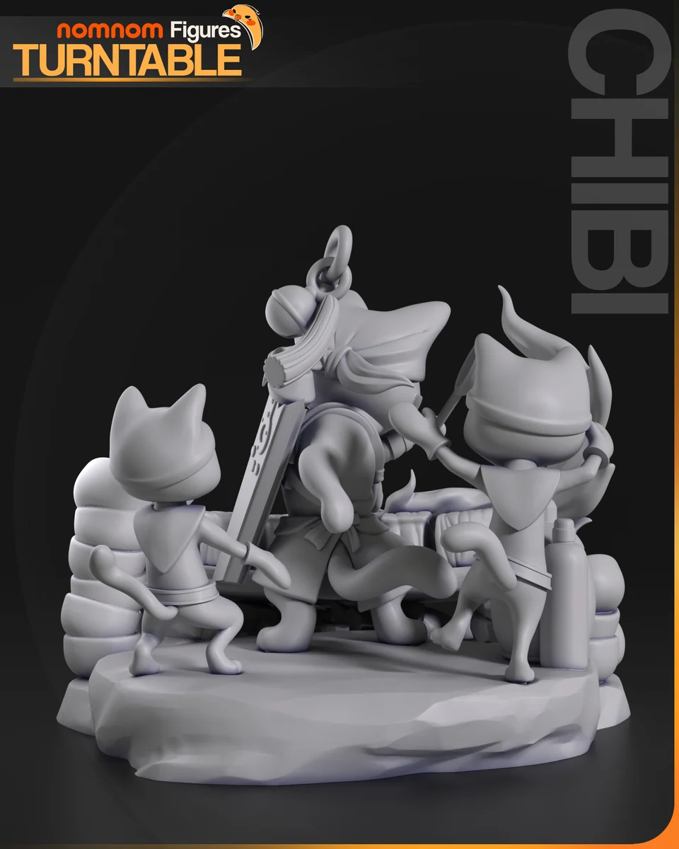 Chibi Meowscular Chef | Fan Art | 3D Printed Resin Model Garage Kit | *Un-Painted* | Nomnom 6