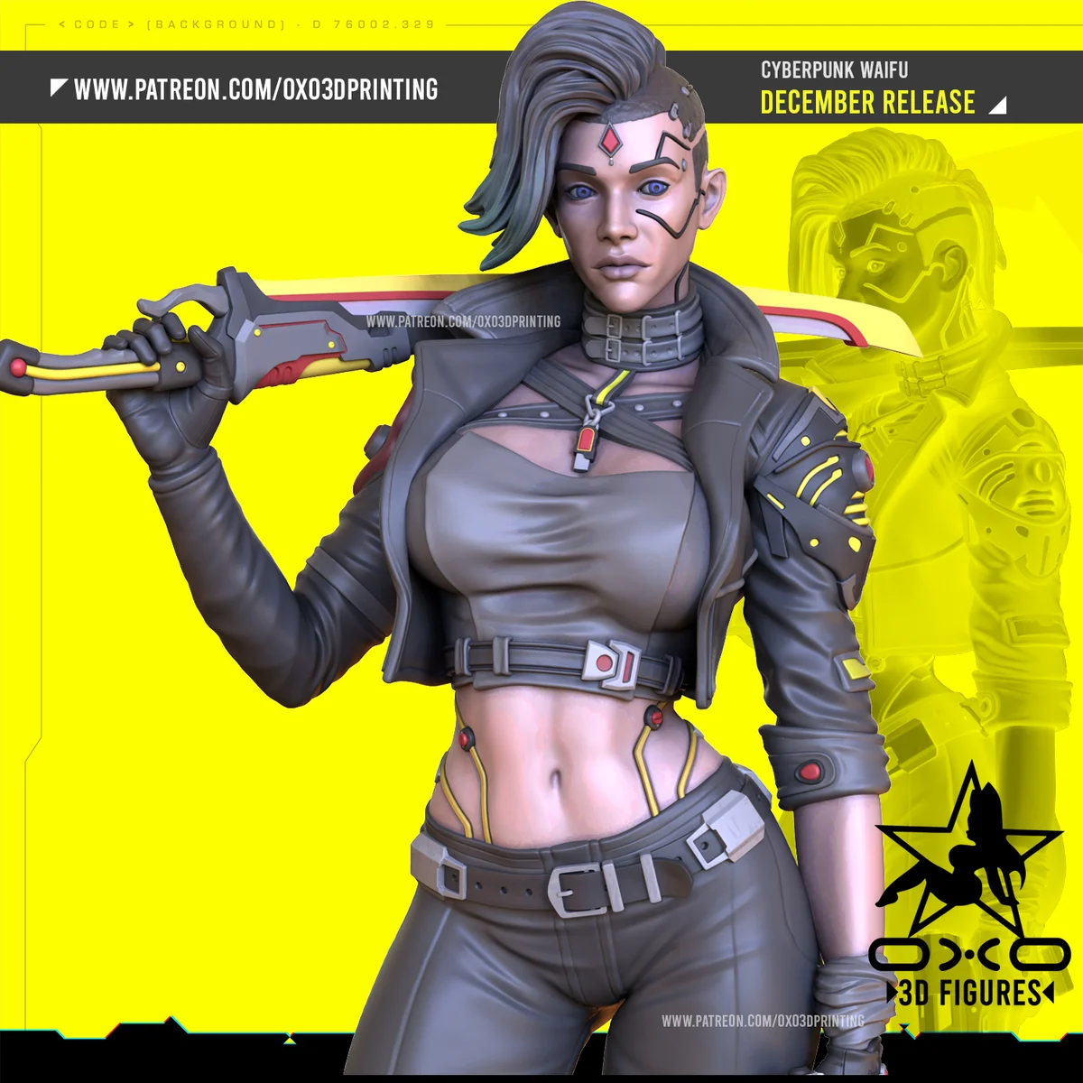 Cyberpunk Waifu | Fan Art | 3D Printed Resin Model Garage Kit | *Un-Painted* | OXO3D