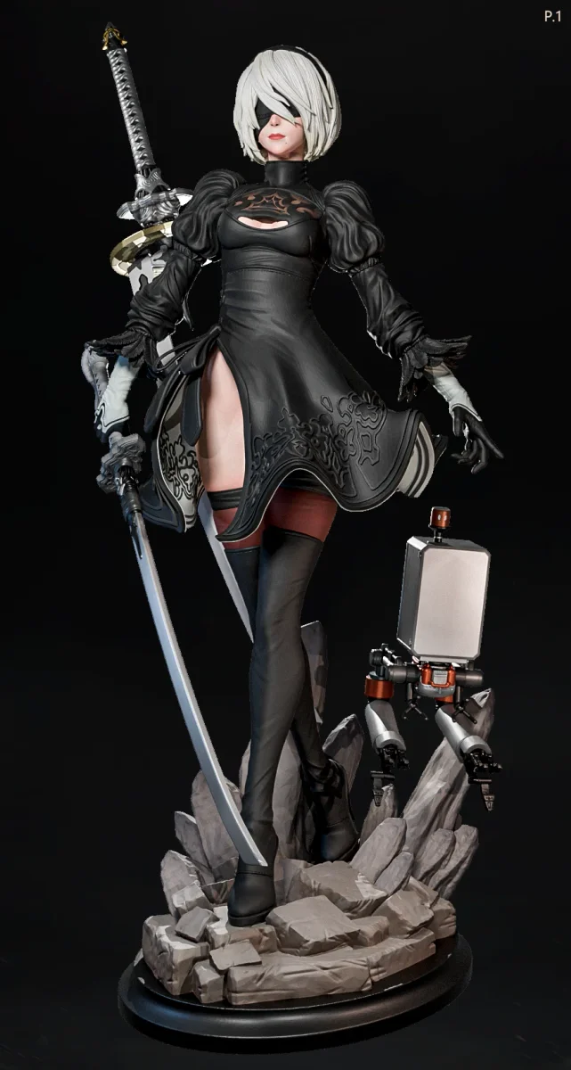 2B (3 Poses) | Fan Art | 3D Printed Resin Model Garage Kit | *Un-Painted* | ES Monster 6