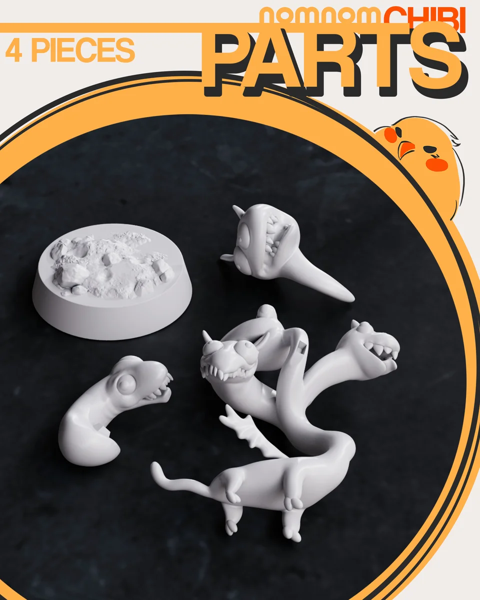 Chibi Derpy Tiamat | Fan Art | 3D Printed Resin Model Garage Kit | *Un-Painted* | Nomnom 3