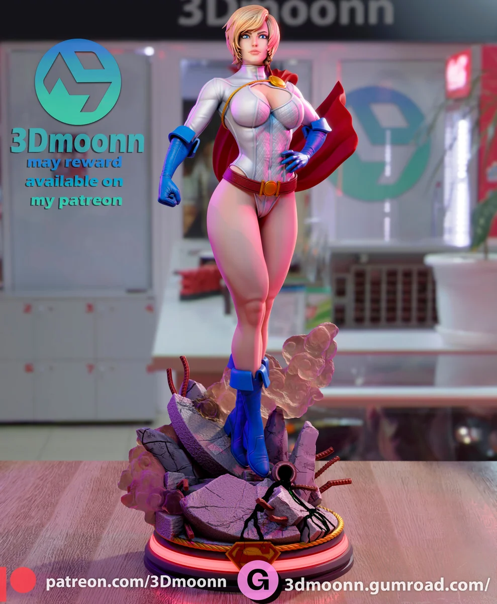 Power Girl | Fan Art | 3D Printed Resin Model Garage Kit | *Un-Painted* | 3DMoonn 5