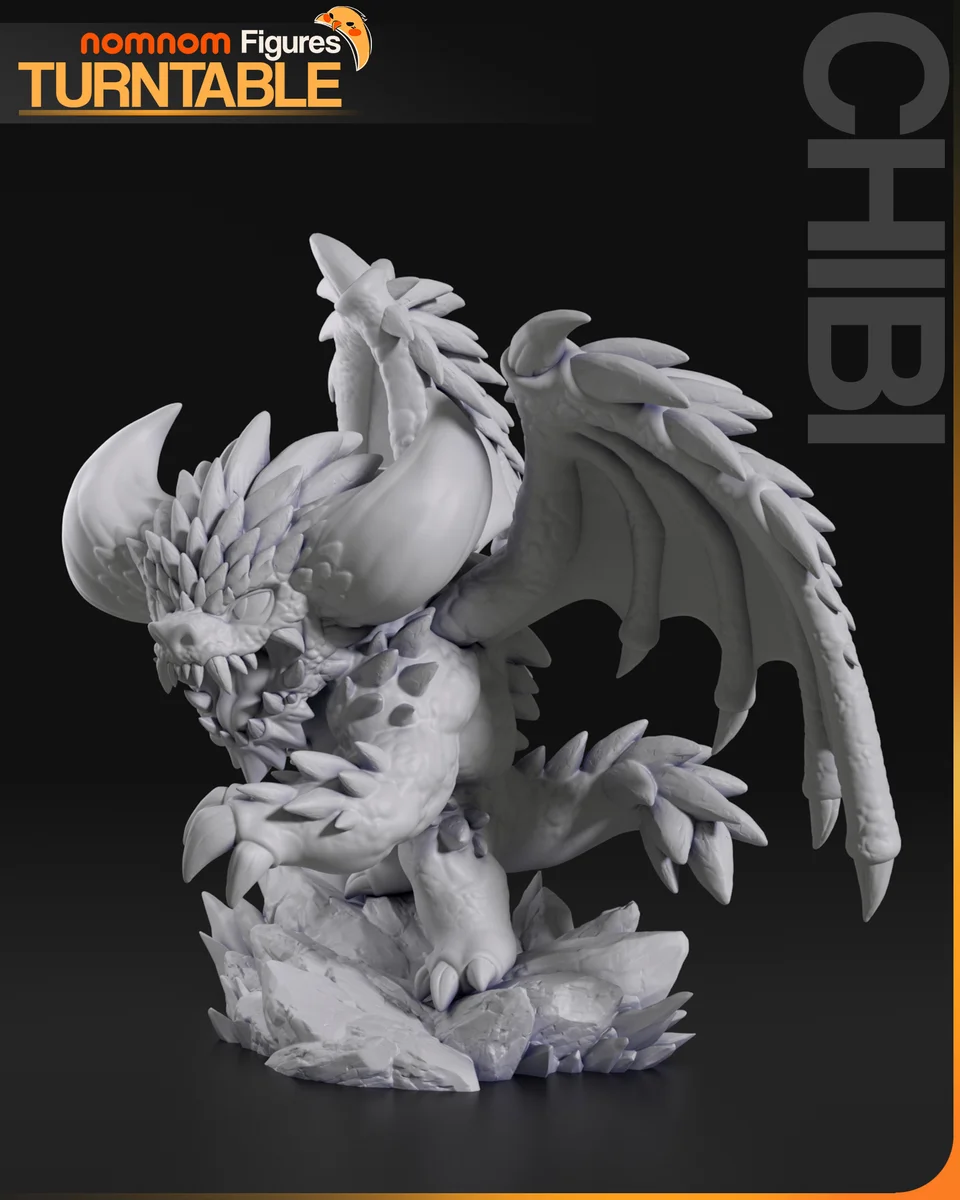 Chibi Nergigante | Fan Art | 3D Printed Resin Model Garage Kit | *Un-Painted* | Nomnom 8