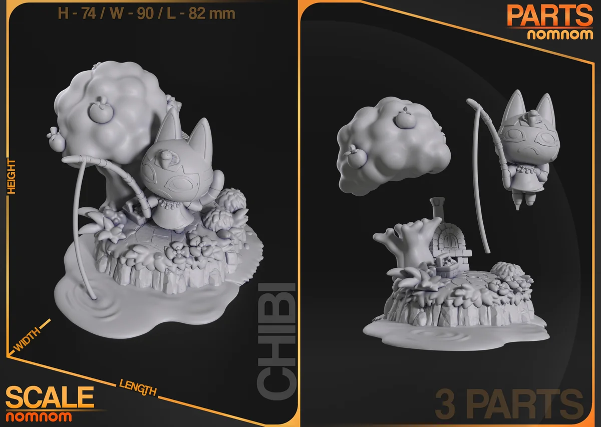 Chibi Ankha | Fan Art | 3D Printed Resin Model Garage Kit | *Un-Painted* | Nomnom 3
