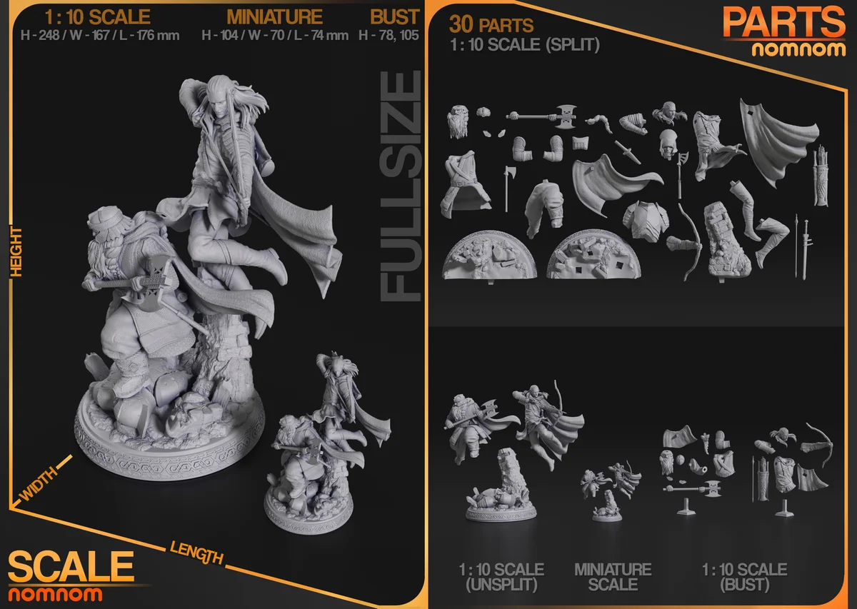 Gimli and Legolas | Fan Art | 3D Printed Resin Model Garage Kit | *Un-Painted* | Nomnom 6