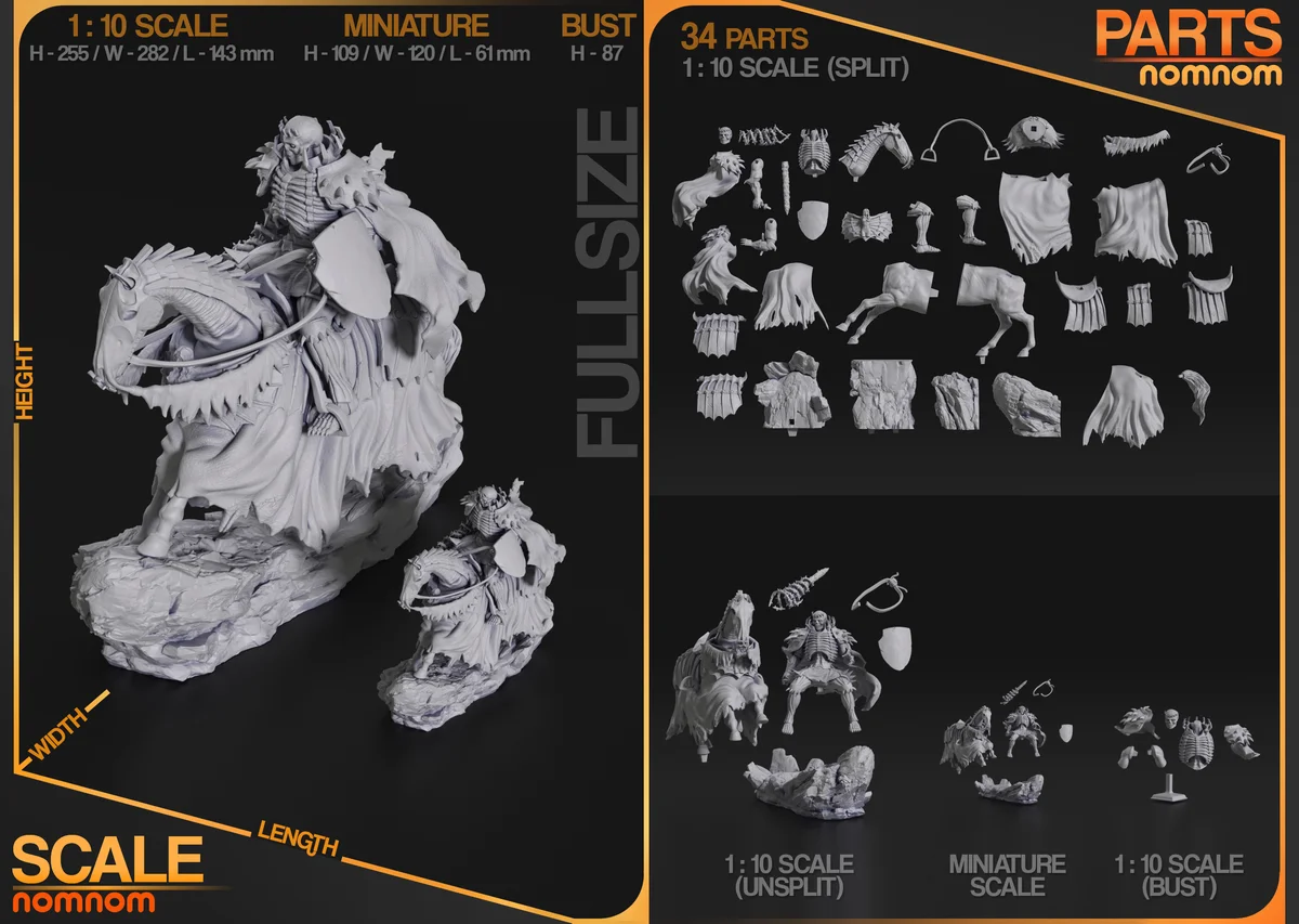 Skull Knight | Fan Art | 3D Printed Resin Model Garage Kit | *Un-Painted* | Nomnom 3