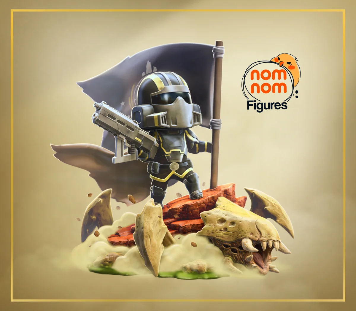 Chibi Helldiver | Fan Art | 3D Printed Resin Model Garage Kit | *Un-Painted* | Nomnom
