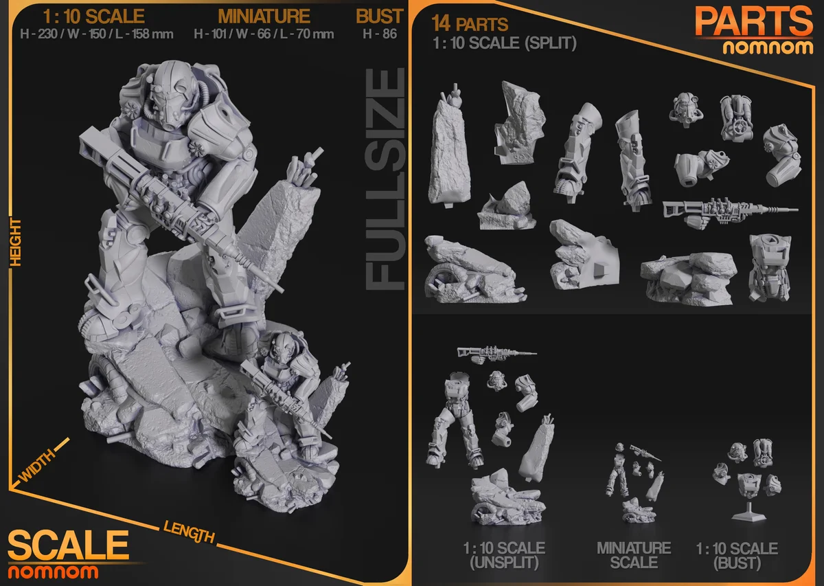 T-60 Power Armor | Fan Art | 3D Printed Resin Model Garage Kit | *Un-Painted* | Nomnom 3