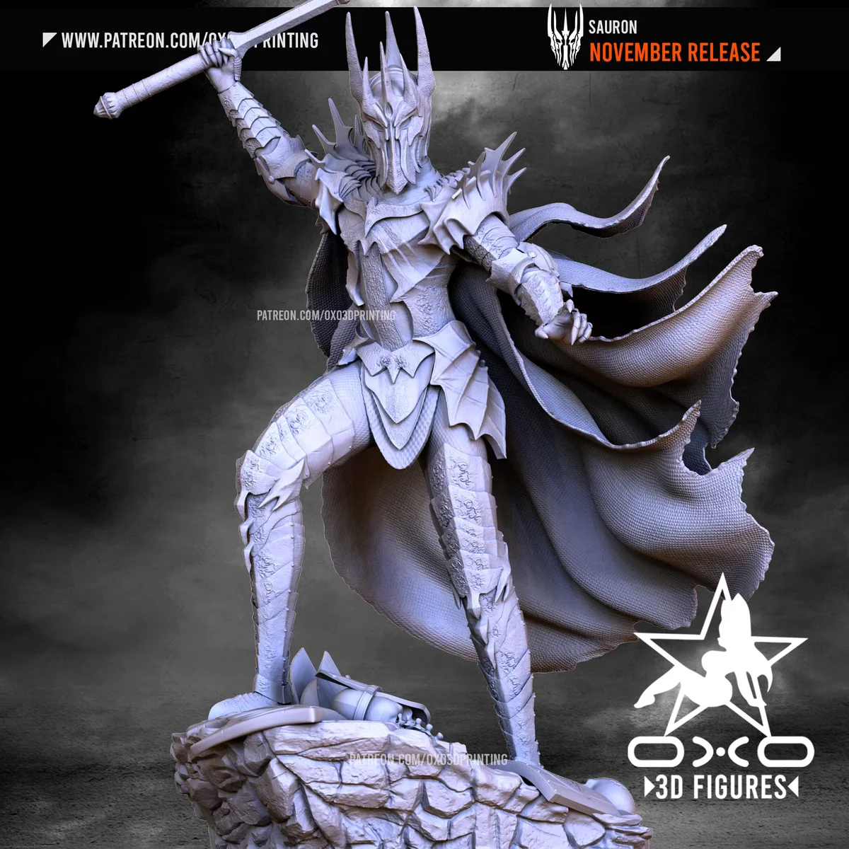 Sauron | Fan Art | 3D Printed Resin Model Garage Kit | *Un-Painted* | OXO3D 5