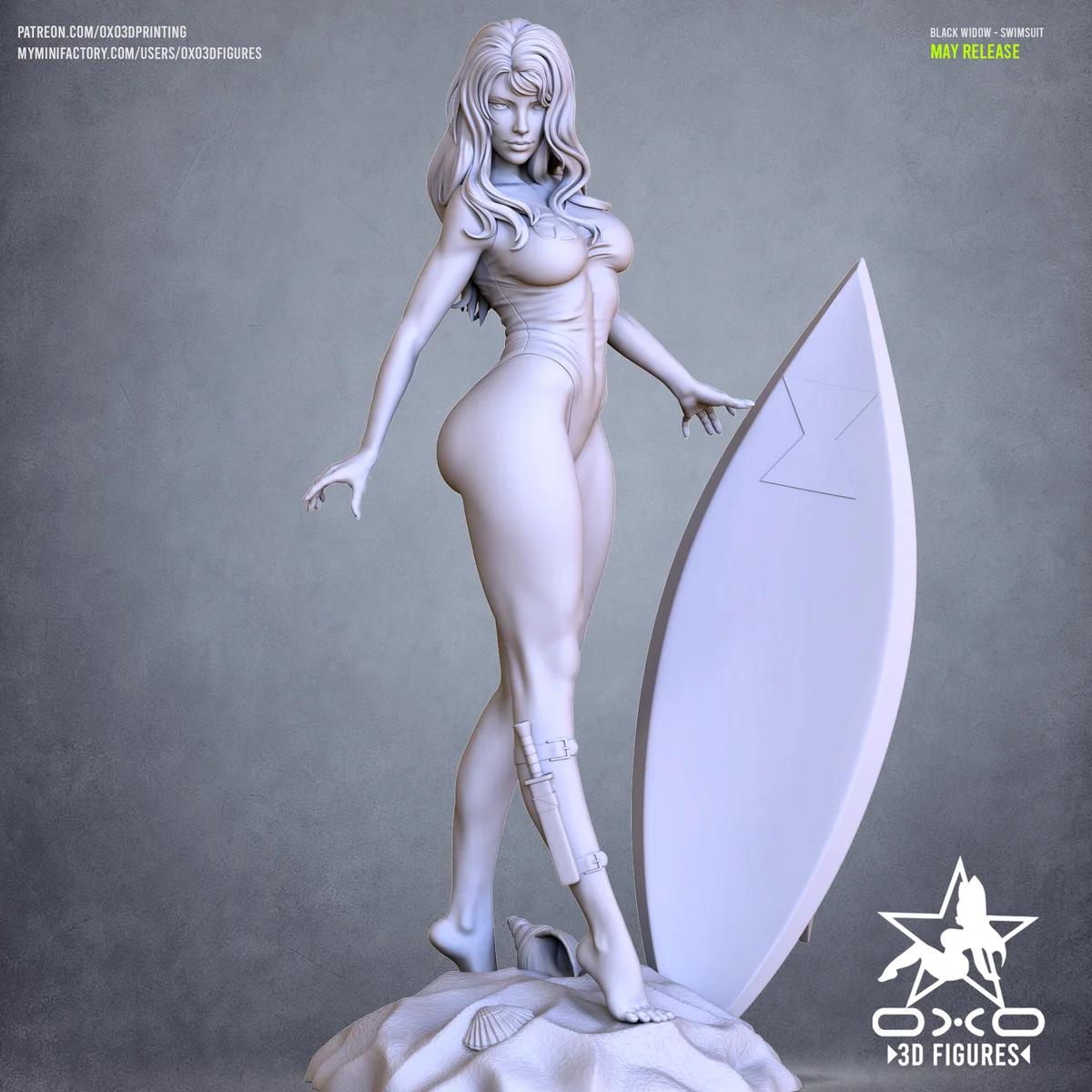 Black Widow Swimsuit | Fan Art | 3D Printed Resin Model Garage Kit | *Un-Painted* | OXO3D 5
