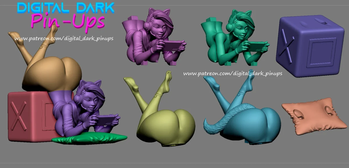 Gamer Girl 3 | Fan Art | 3D Printed Resin Model Garage Kit | *Un-Painted* | Digital Dark 8