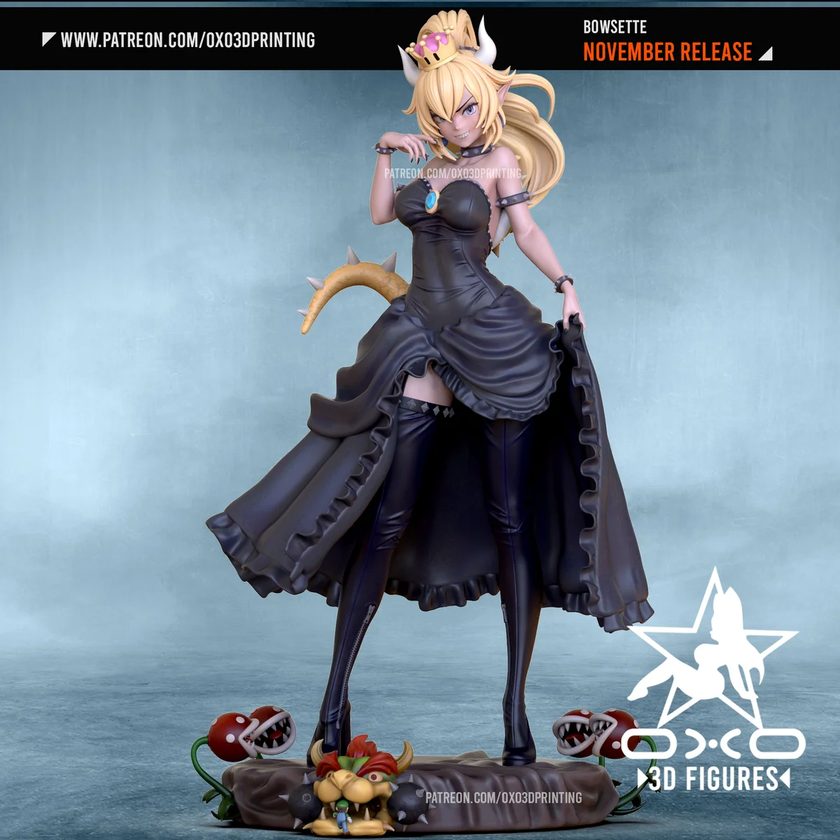 Bowsette | Fan Art | 3D Printed Resin Model Garage Kit | *Un-Painted* | OXO3D 3