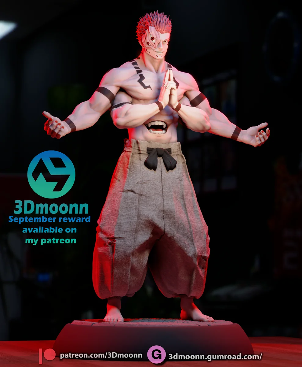Sukuna | Fan Art | 3D Printed Resin Model Garage Kit | *Un-Painted* | 3DMoonn 3