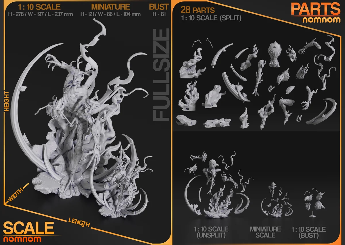 Shadow Beru | Fan Art | 3D Printed Resin Model Garage Kit | *Un-Painted* | Nomnom 3