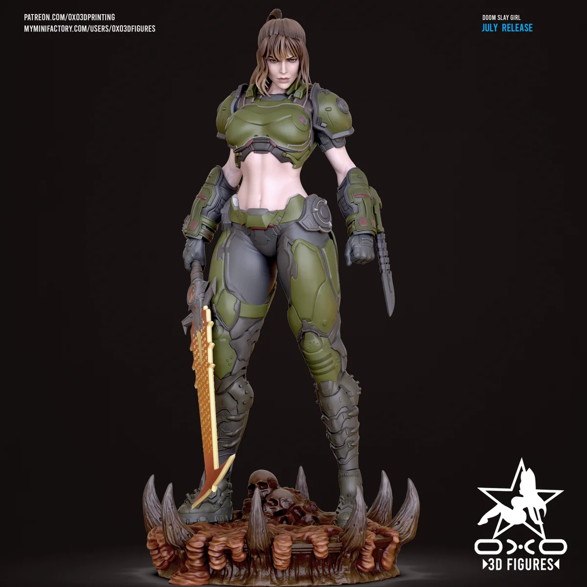 Doom Slay Girl | Fan Art | 3D Printed Resin Model Garage Kit | *Un-Painted* | OXO3D 3