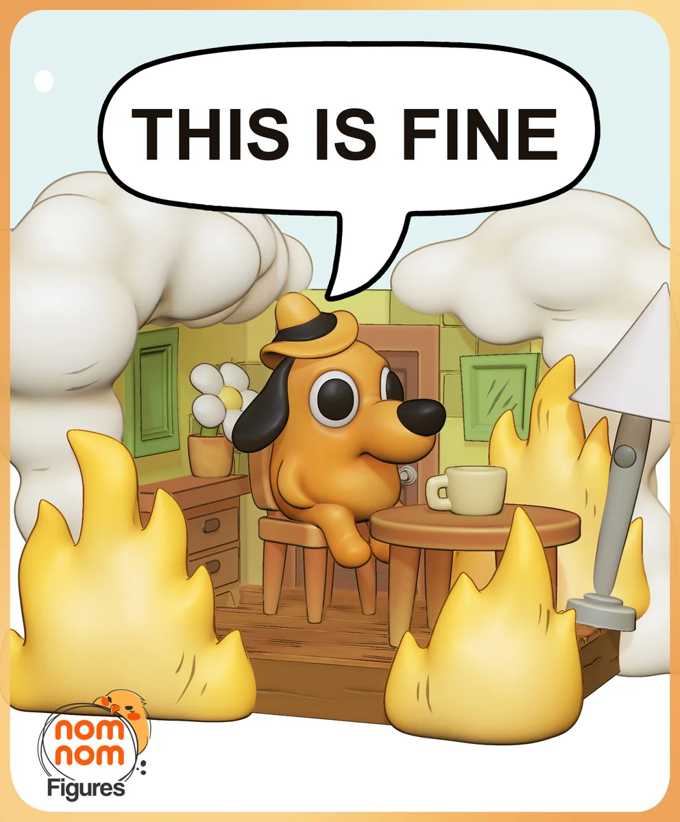 Chibi This is Fine Meme | Fan Art | 3D Printed Resin Model Garage Kit | *Un-Painted* | Nomnom