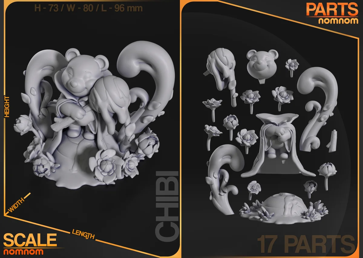 Chibi Pooh | Fan Art | 3D Printed Resin Model Garage Kit | *Un-Painted* | Nomnom 7