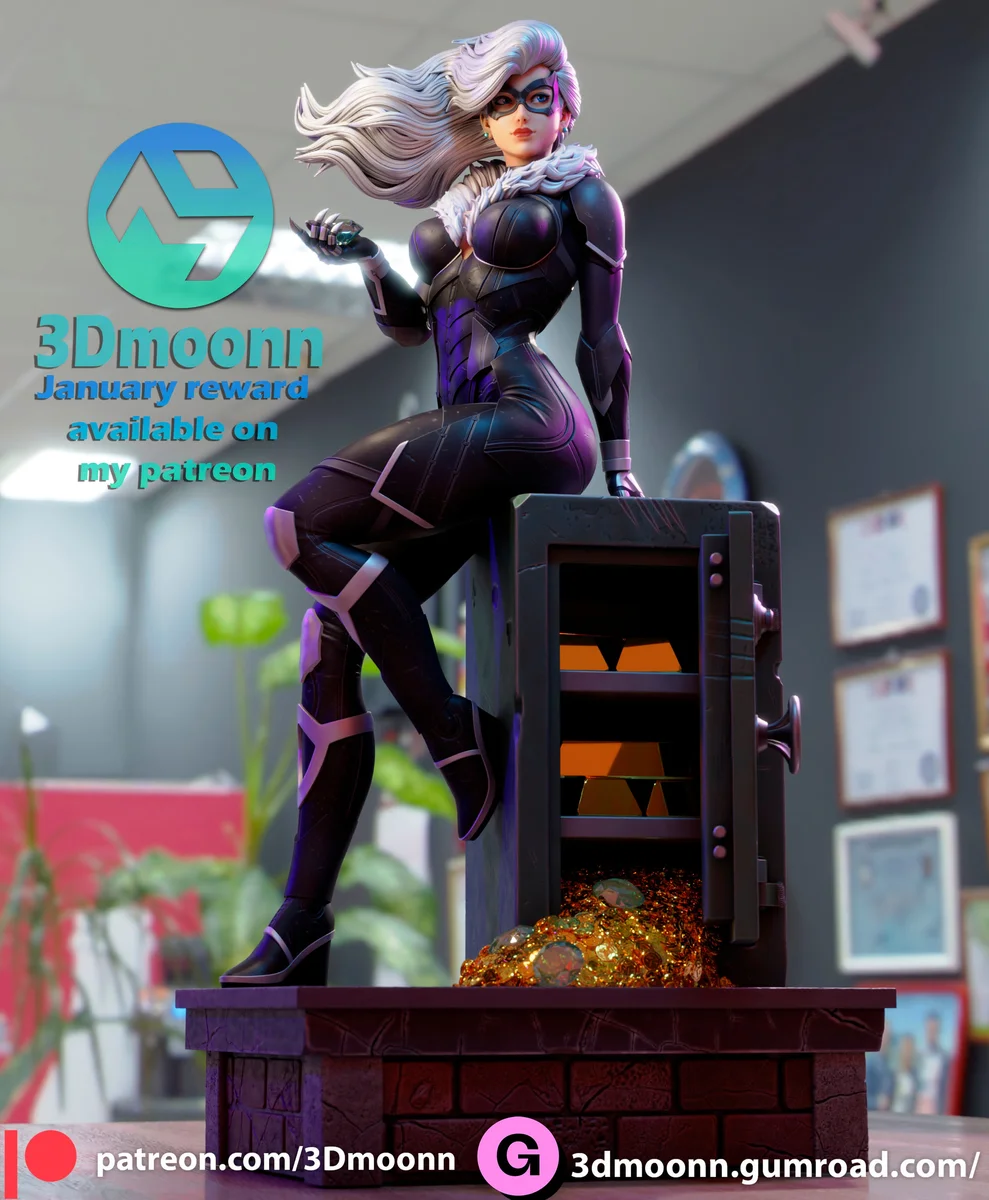 Black Kitty | Fan Art | 3D Printed Resin Model Garage Kit | *Un-Painted* | 3DMoonn 3
